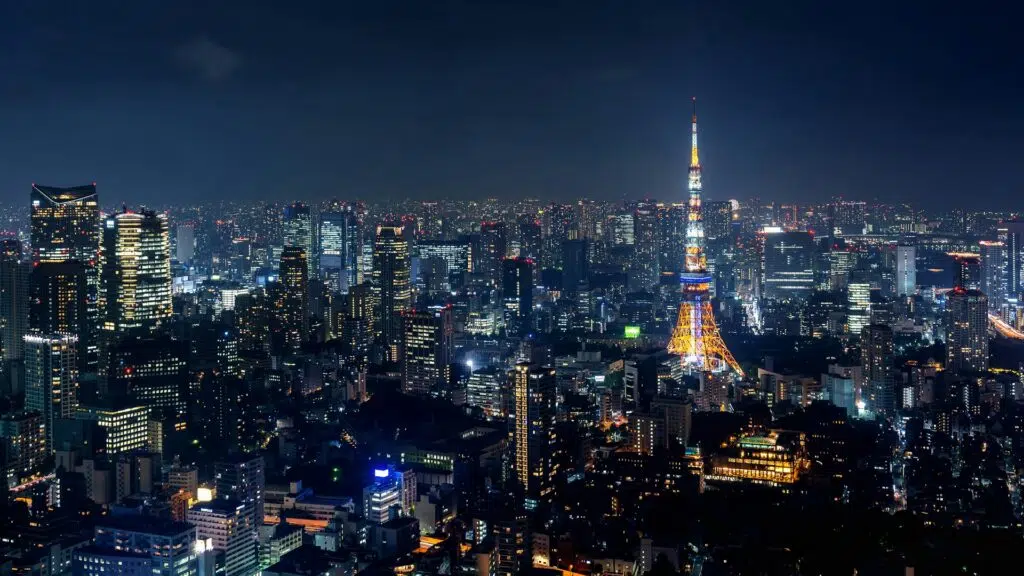 Vue aérienne de Tokyo la nuit