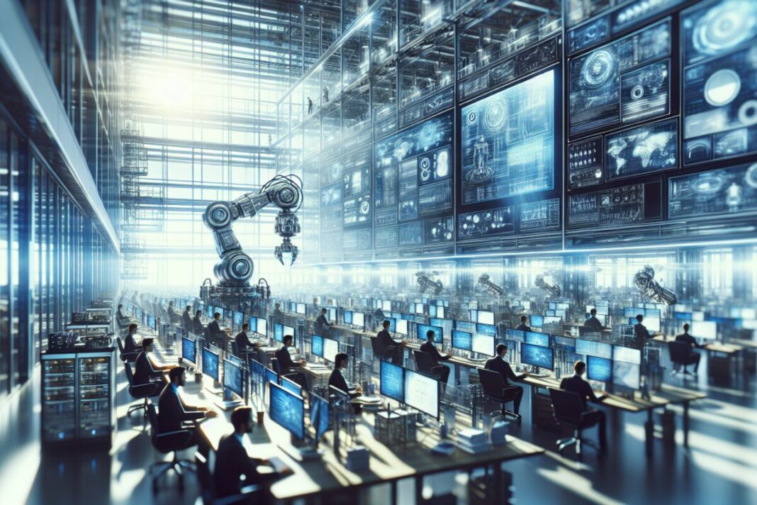 Claude Code 2.1 : comment l'automatisation logicielle redéfinit l'avenir des entreprises modernes Un bureau moderne avec des systèmes d'automatisation avancés