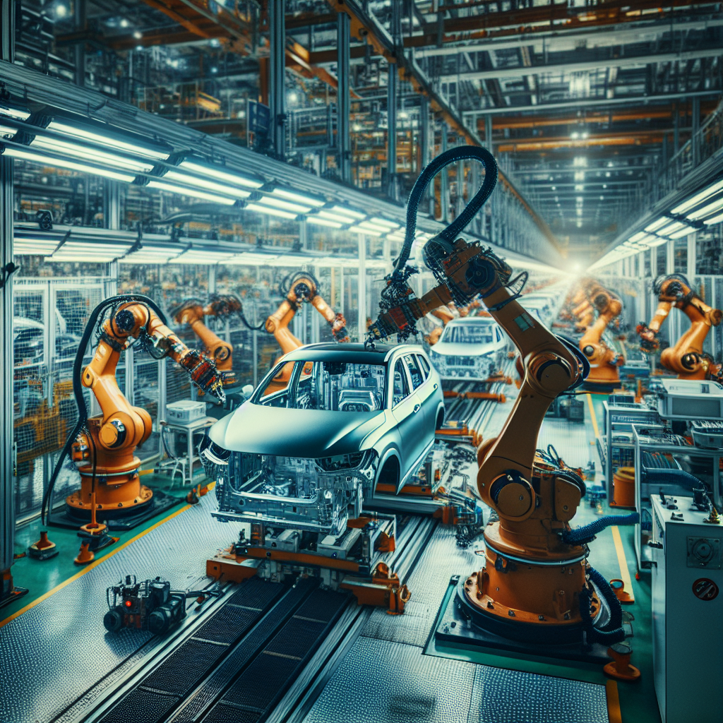Usine automobile avec bras robotiques