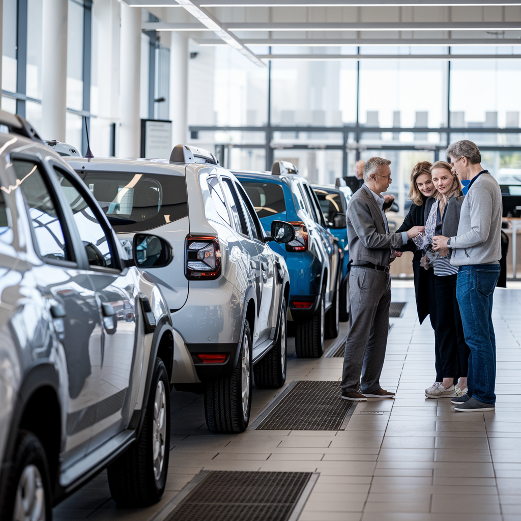 Concession Dacia avec des véhicules en attente de réparation