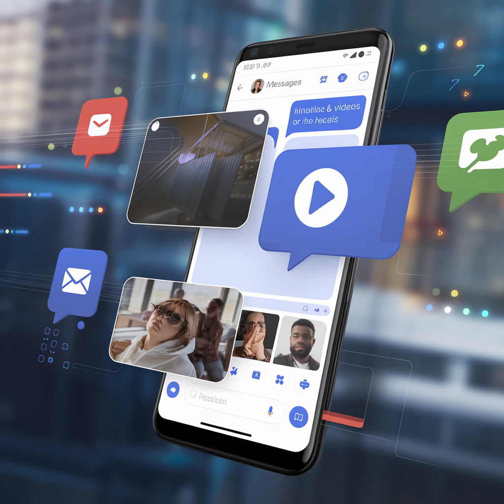 Partage de médias dans Google Messages.
