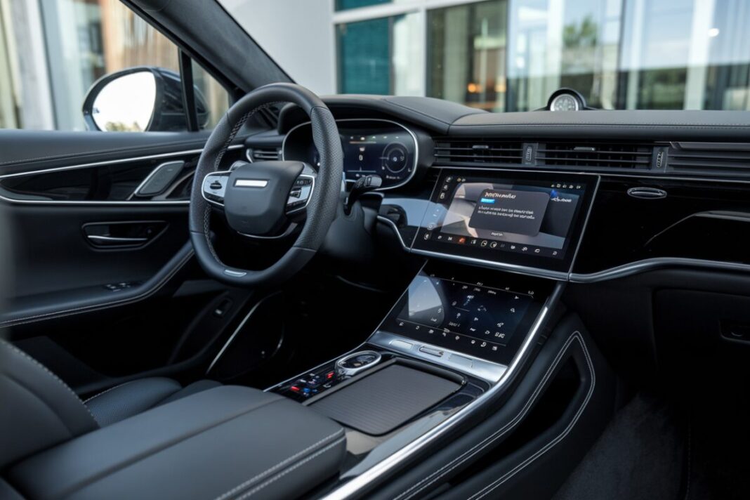 CarPlay dans iOS 26.2 : des nouveautés qui changent la donne pour plus de 800 modèles de voitures Tableau de bord de voiture moderne avec interface Apple CarPlay.