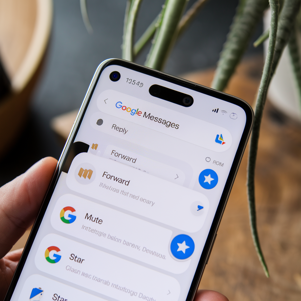Menu contextuel de Google Messages sur un smartphone.