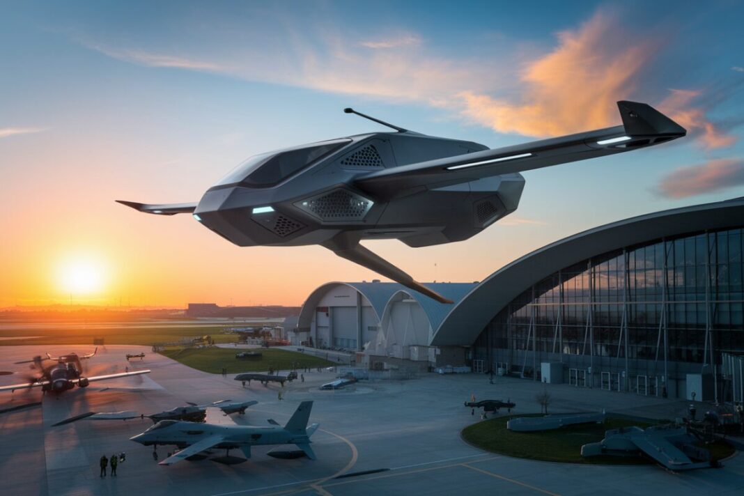Harmattan AI et Dassault Aviation : Un partenariat stratégique et une levée de fonds de 200 millions $ Drone de combat futuriste avec capacités d'IA au-dessus d'une base aérienne.