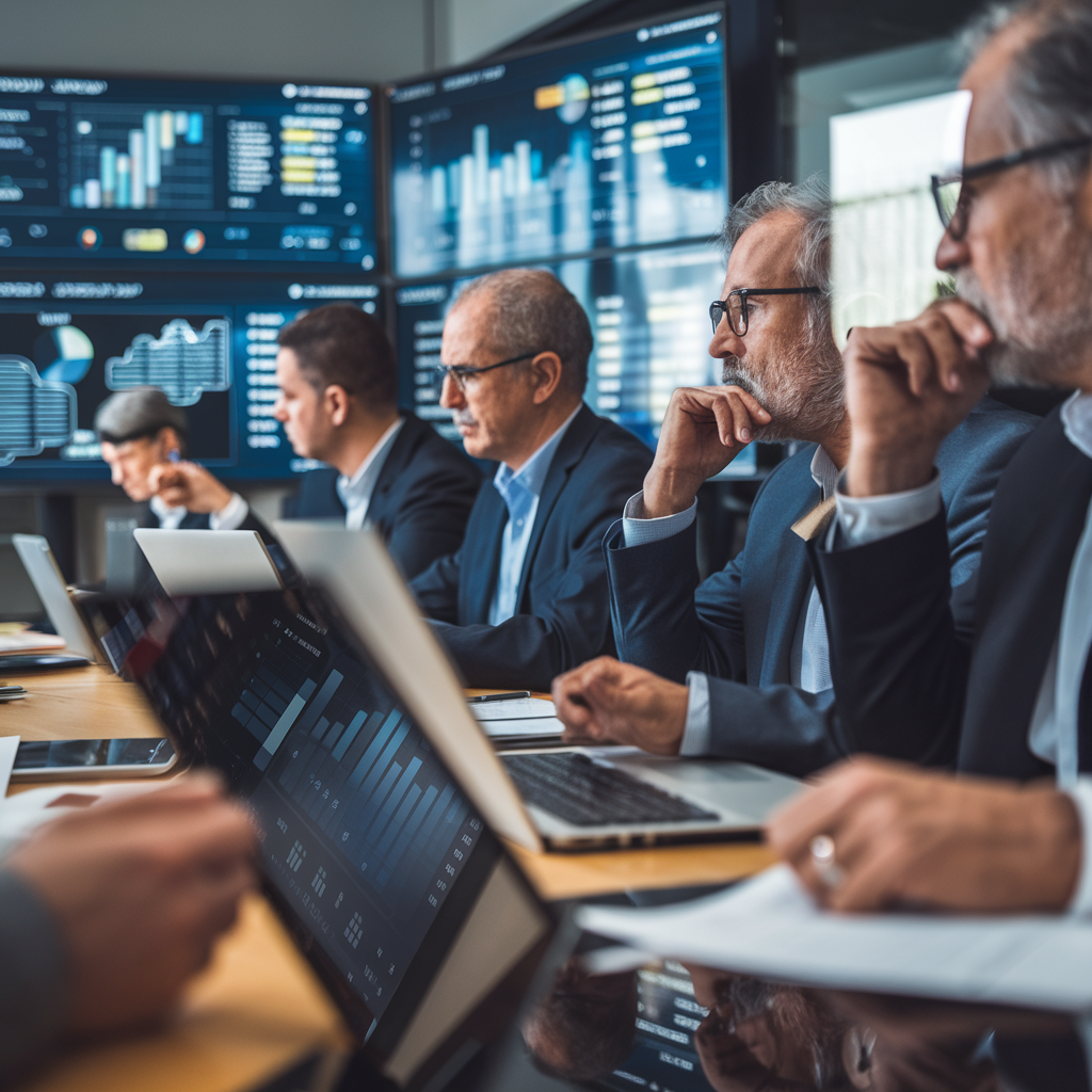 Réunion d'exécutifs discutant de cybersécurité