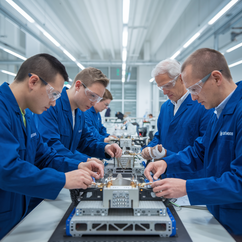 Ingénieurs travaillant sur des plateformes ISR avancées en laboratoire.