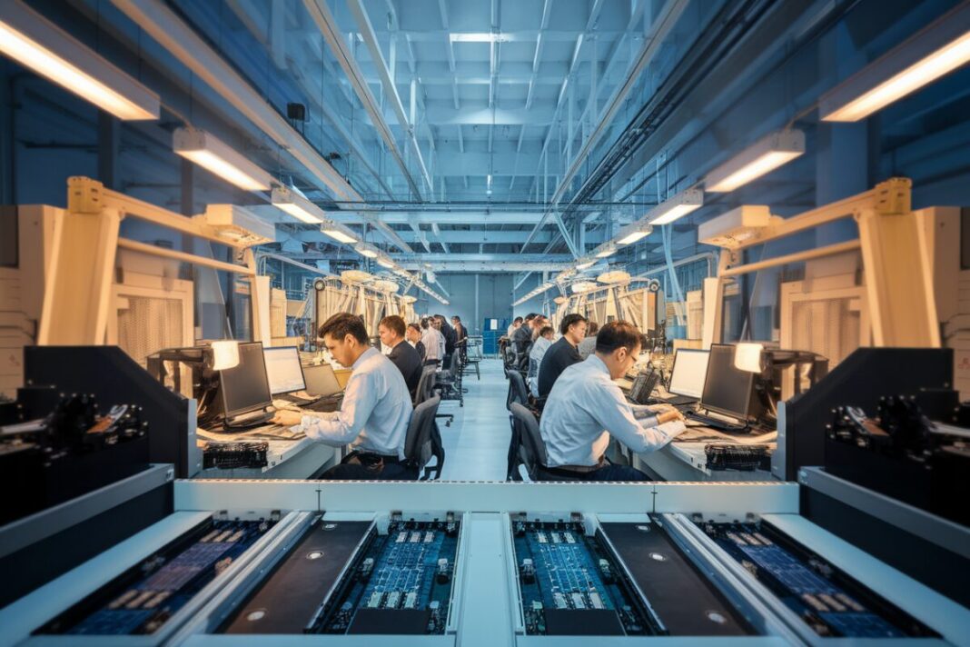 Usine de fabrication de semiconducteurs Usine moderne de semiconducteurs avec des machines avancées