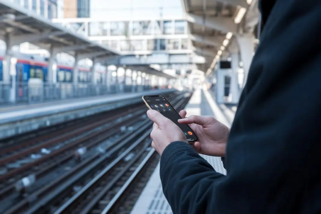 Utilisation du Passe Navigo sur iPhone Personne utilisant un iPhone pour accéder au transport public