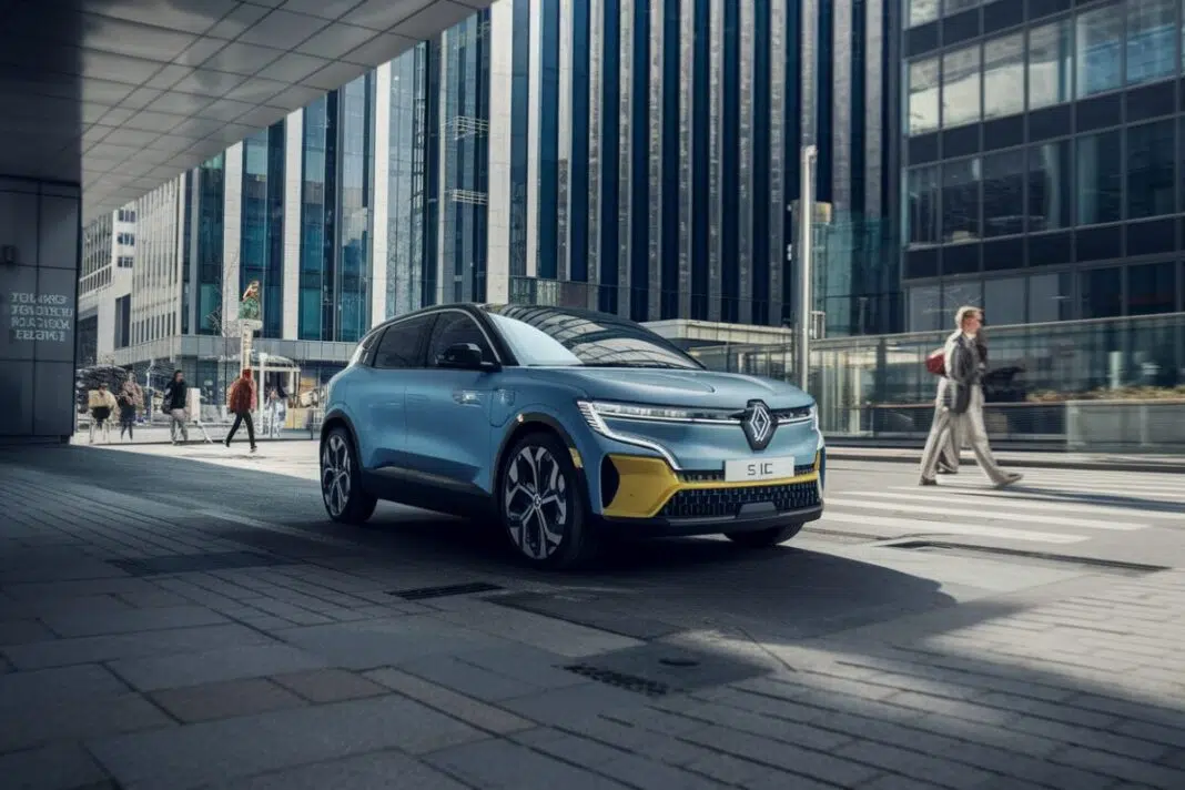 Renault 5 dans un environnement urbain Renault 5 électrique stationnée en ville