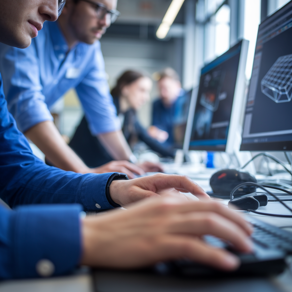 Des ingénieurs travaillant sur la technologie des jumeaux numériques