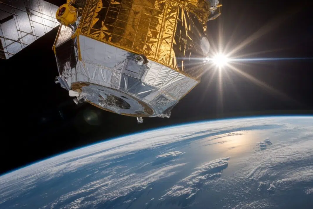 Satellite Starlink en orbite Satellite Starlink en orbite autour de la Terre