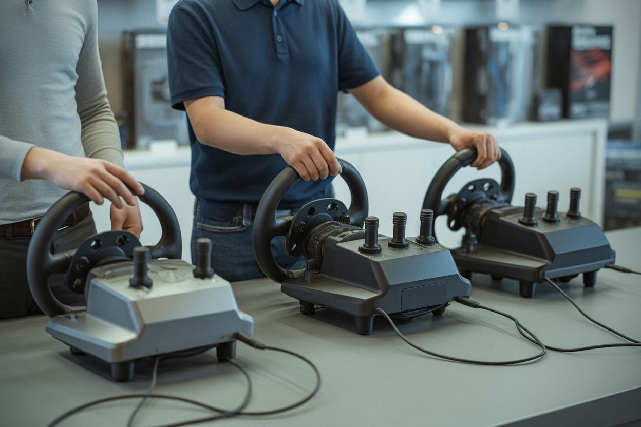 Connecteurs et bases de volants Sim Racing comparés en magasin