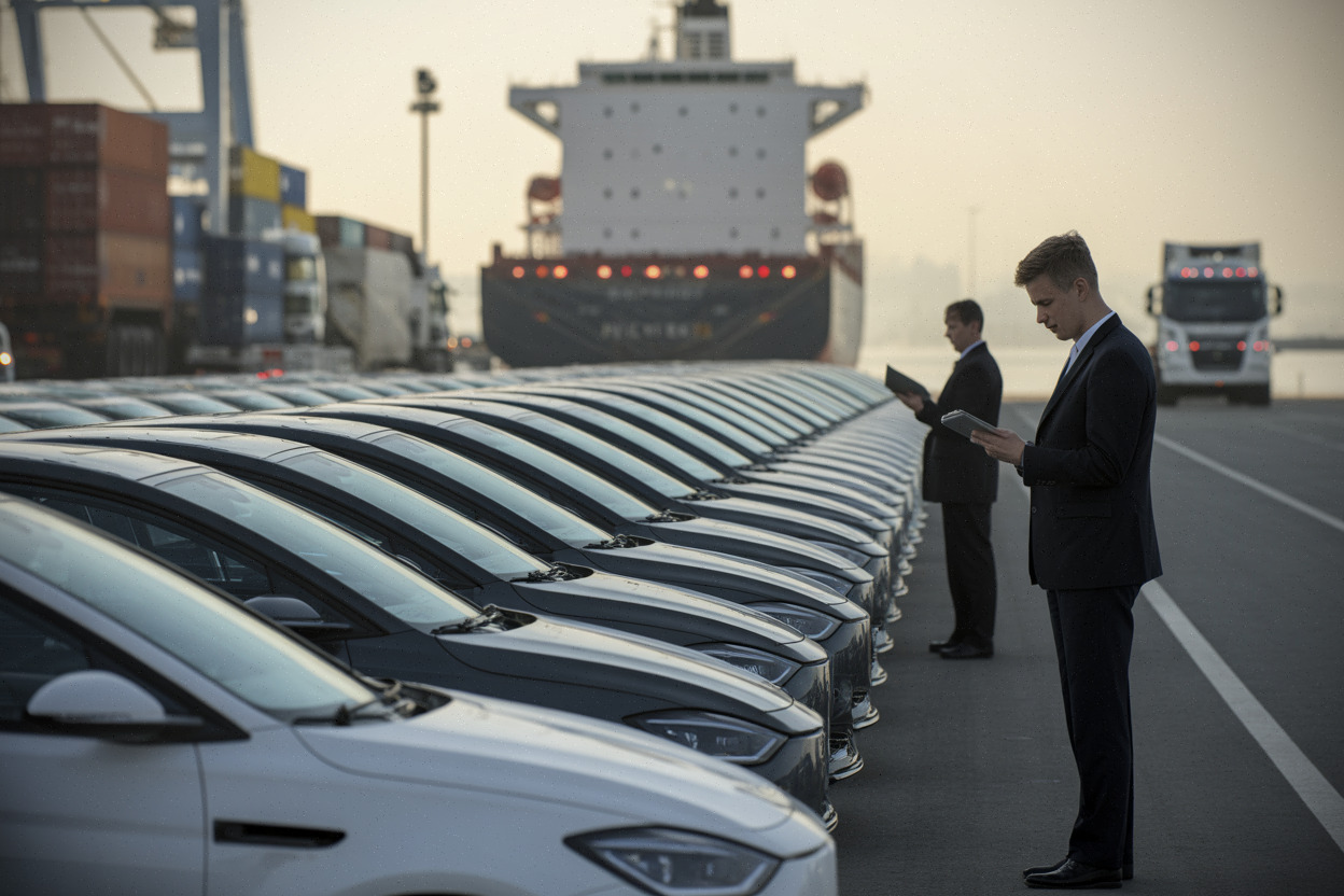 Voitures électriques importées contrôlées dans un port européen