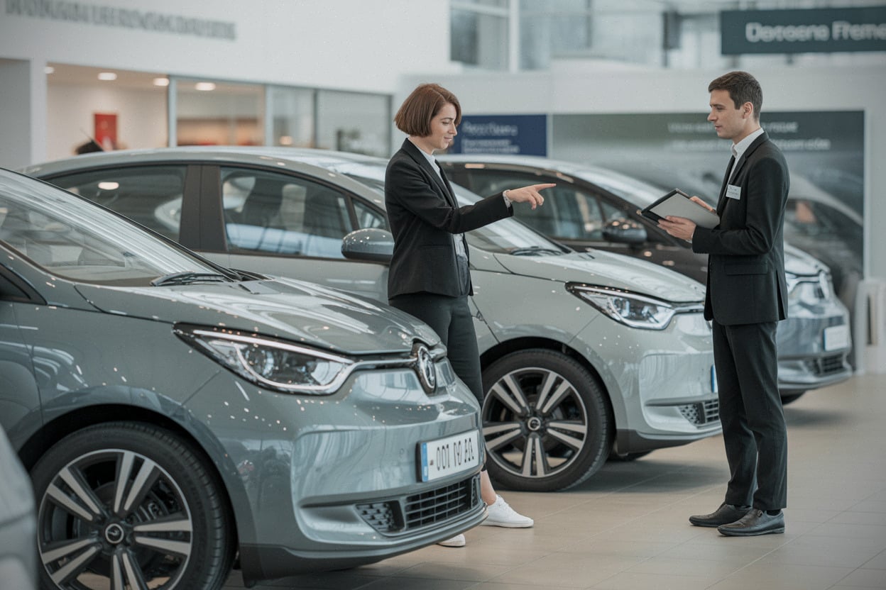 Concession présentant des voitures électriques compatibles avec le leasing social