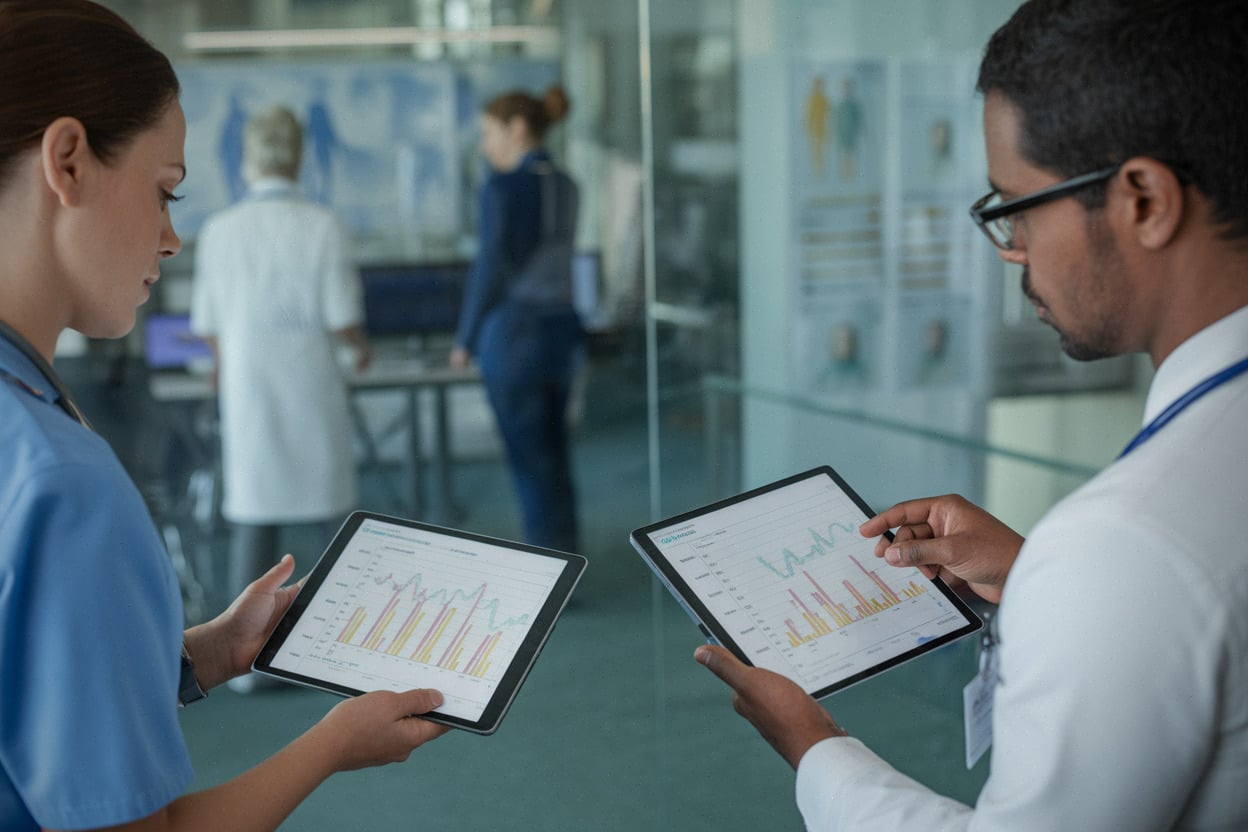 Professionnels de santé analysant des données médicales pour limiter les biais