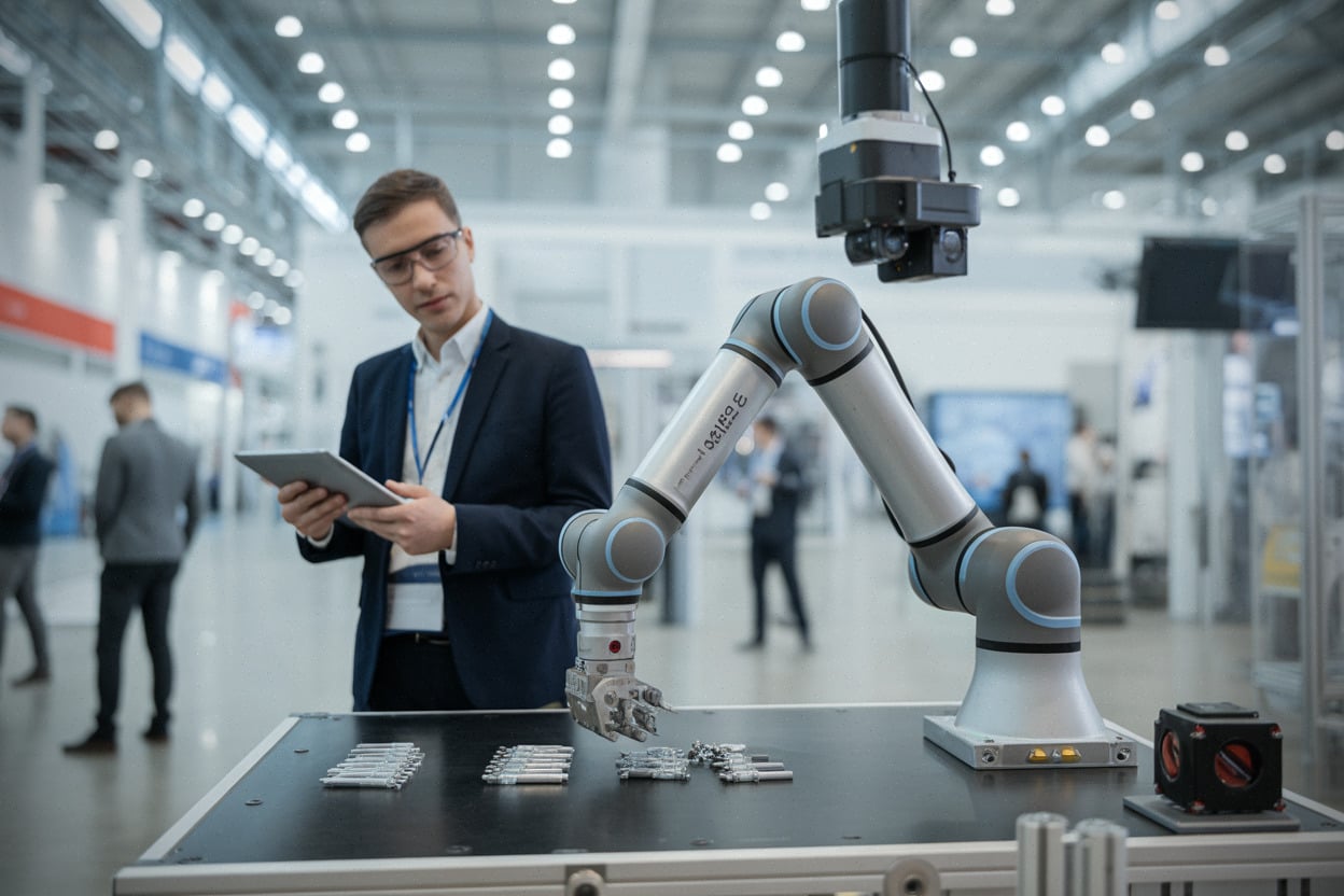Robot industriel intelligent manipulant des pièces au WAIC 2026