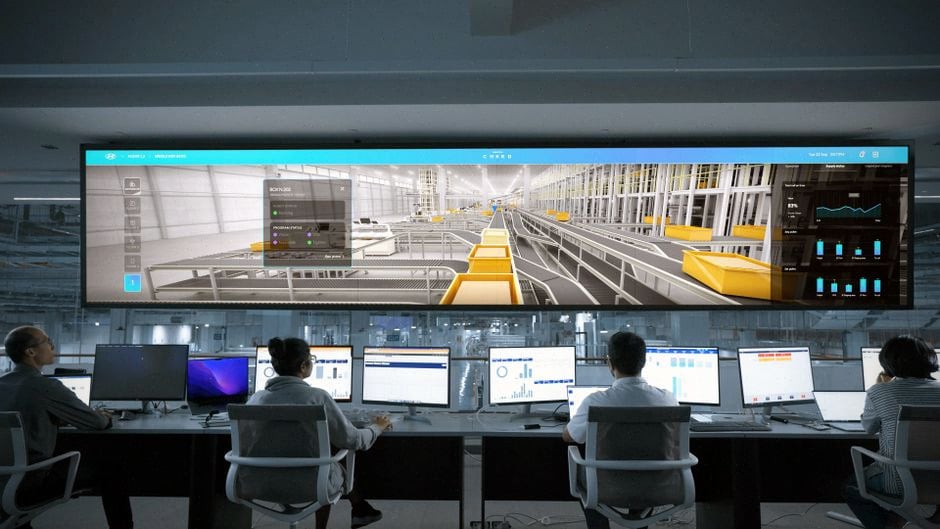 Salle de contrôle supervisant des vidéos générées par IA en continu