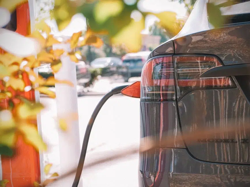 Voitures électriques partagées stationnées près d’une borne de recharge